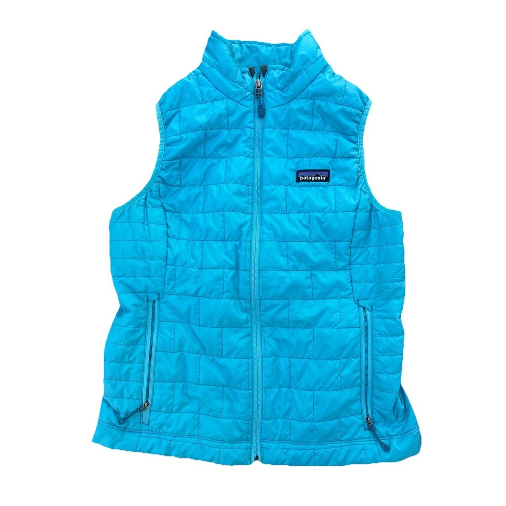 Patagonia Women's Nano Puff Vest Primaloft Small Blue Lightweight Quilted Travel